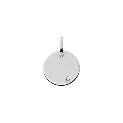Pendentif plaque en or blanc
