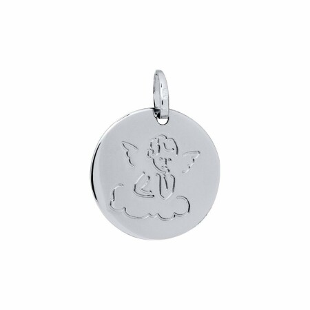 Médaille ange en or blanc