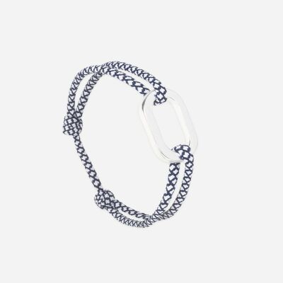 Bracelet sur cordon Le Vent à la Française Maillon plat en plaqué argent, 22mm