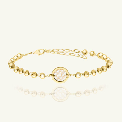 Bracelet Sàntibé Bijoux Venezia en laiton, métal doré et perles sable