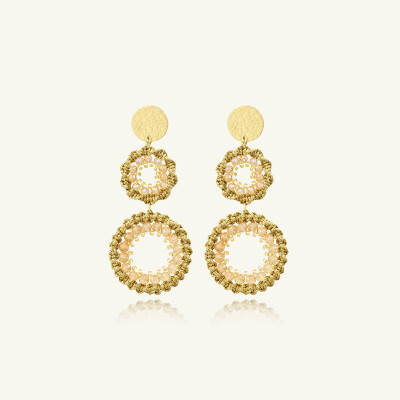 Boucles d'oreilles Sàntibé Bijoux Venus en laiton, métal doré et perles doré