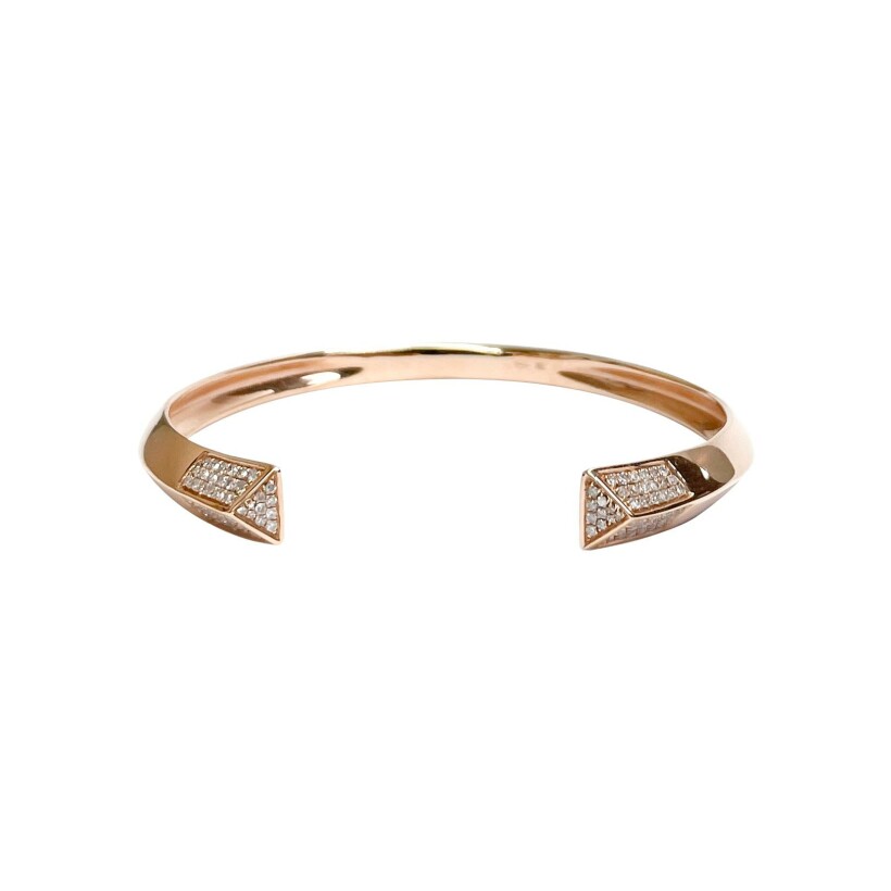 Bracelet jonc Isabelle Barrier en or rose et diamants de 0.47ct
