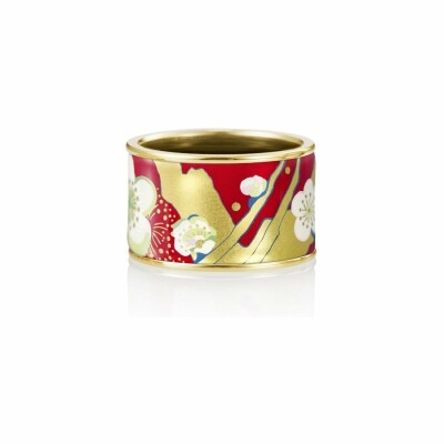 Bague FREYWILLE Hommage à Vincent van Gogh - L'Amandier Rouge éclat en email plaqué or jaune, taille 17.5mm