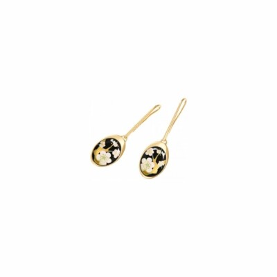 Boucles d'oreilles FREYWILLE Hommage à Vincent Van Gogh Waterdrops en émail plaqué or jaune