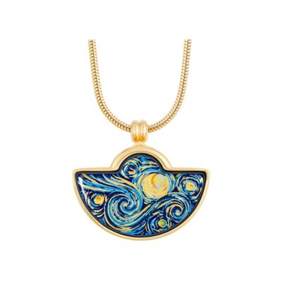 Pendentif petite demi lune FREYWILLE Hommage à Vincent van Gogh en émail et plaqué or jaune