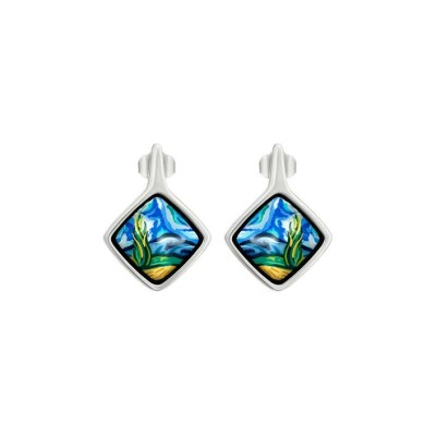 Boucles d'oreilles FREYWILLE Hommage à Vincent van Gogh en émail, rhodium et palladium