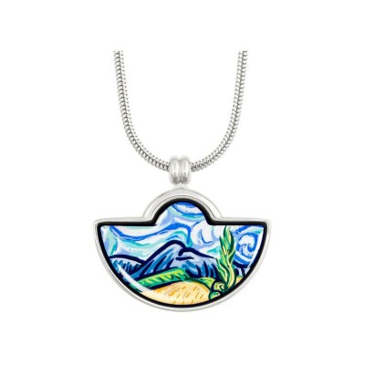 Pendentif petite demi lune FREYWILLE Hommage à Vincent van Gogh en émail, rhodium et palladium