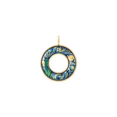 Pendentif Helena FREYWILLE Hommage à Vincent van Gogh en email et plaqué or