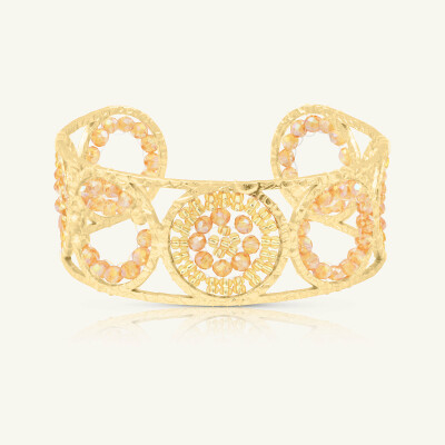 Manchette Sàntibé Bijoux Victoria en laiton, métal doré et perles doré