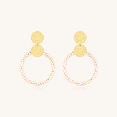 Boucles d'oreilles Sàntibé Bijoux Sahara en laiton, métal doré et perles sable