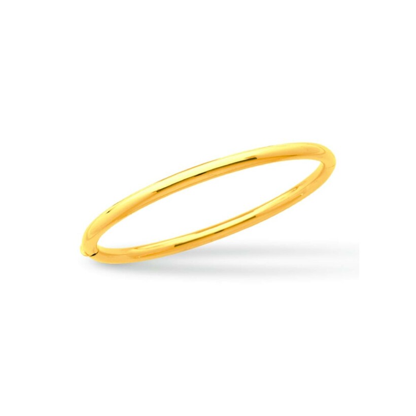 Bracelet jonc ouvrant ovale fil rond 4mm en or jaune