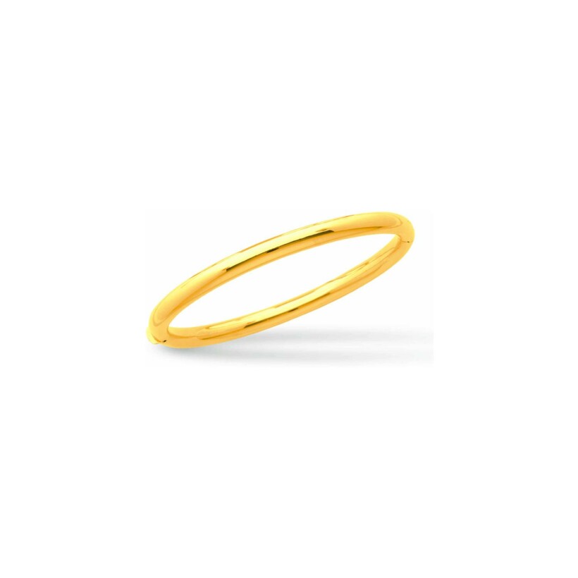 Bracelet Jonc ouvrant, fil rond 5 mm, forme ovale 58 mm, Or jaune 18k