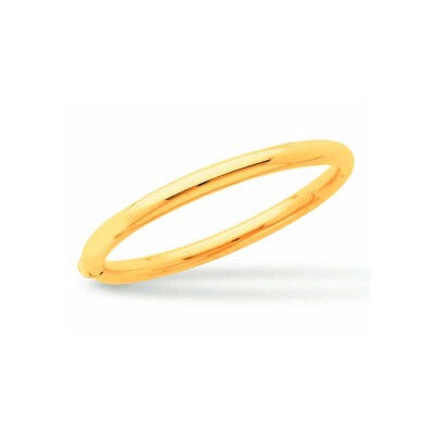 Bracelet jonc ouvrant ovale fil rond 6mm en or jaune