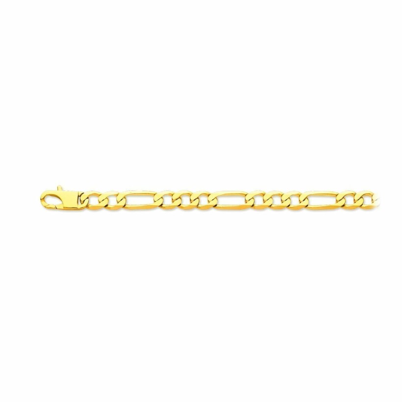 Bracelet maille alternée en or jaune, 21cm