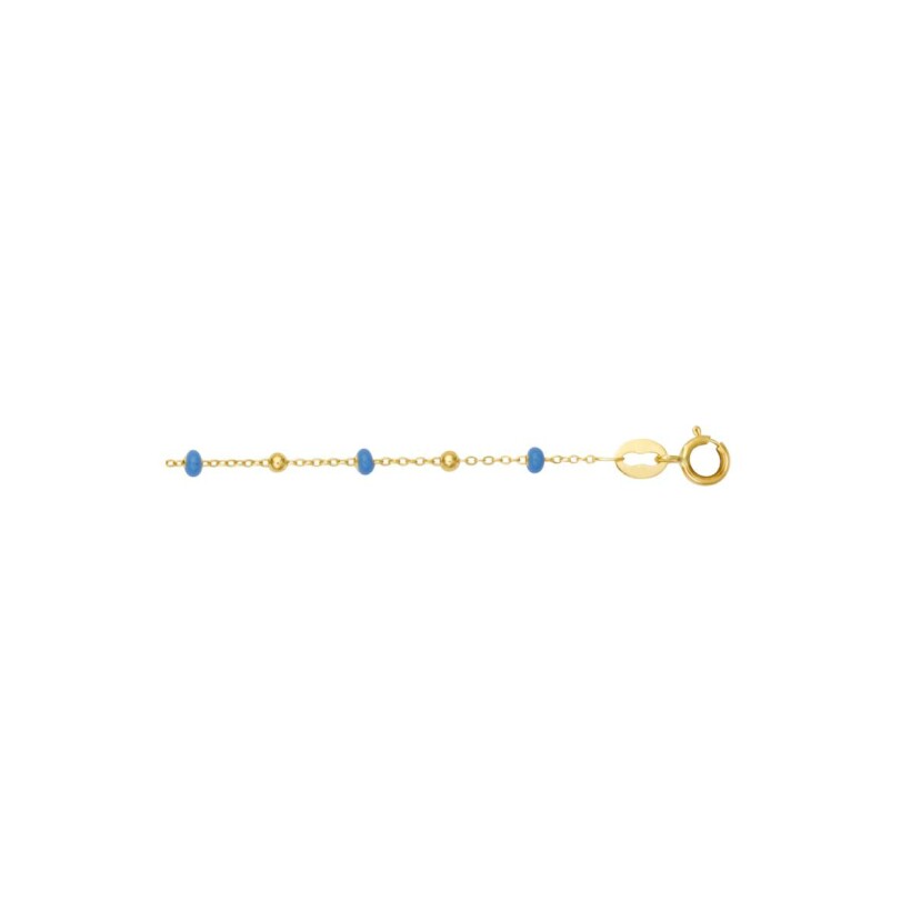 Bracelet boules bleues en or jaune