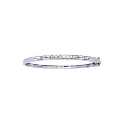 Bracelet jonc serti 2 rangs en or blanc et diamants