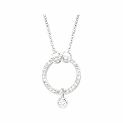 Collier cercle pampille en or gris
