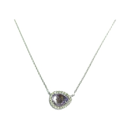 Pendentif Isabelle Barrier en or blanc, diamants de 0.13ct et saphir de 1.42cts