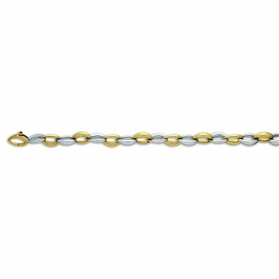 Bracelet coques poires en or jaune et or blanc, 20.5cm