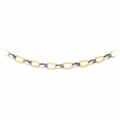 Collier maille fantaisie en or jaune et or blanc, 43cm