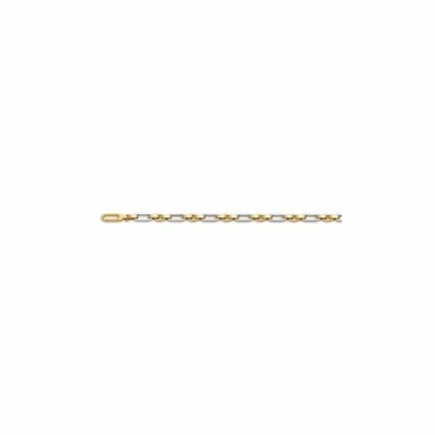 Bracelet mailles alternées en or jaune et or blanc, 21cm
