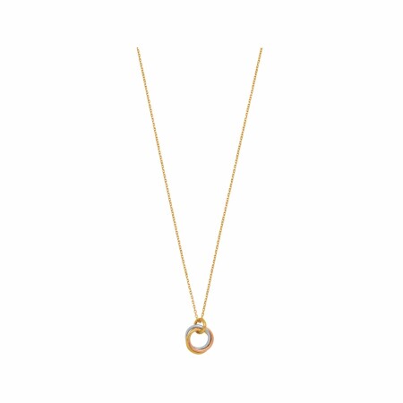 Collier chaîne avec pendentif 3 cercles entremêlés en or jaune, or blanc et or rose