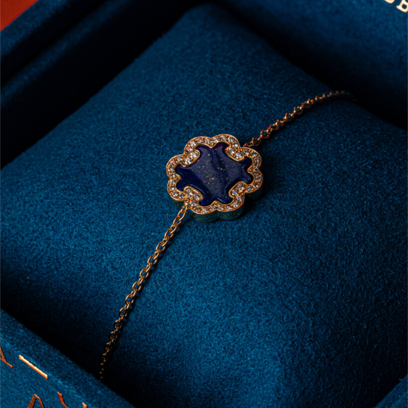Bracelet A-J Aubert Volutes en or rose, diamants et lapis lazuli