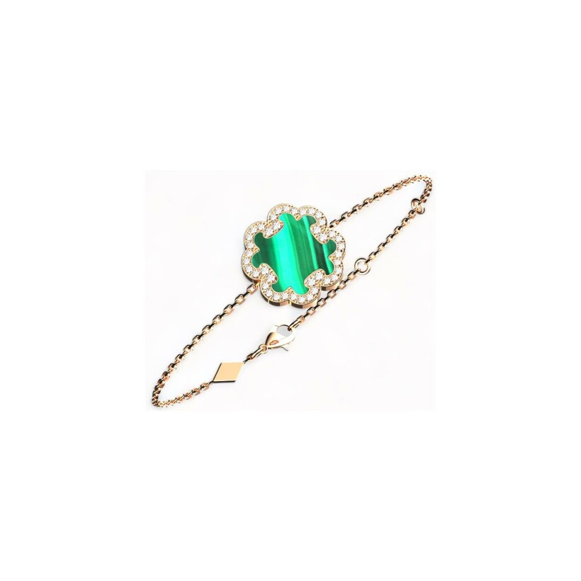 Bracelet A-J Aubert Volutes en or rose, diamants et malachite