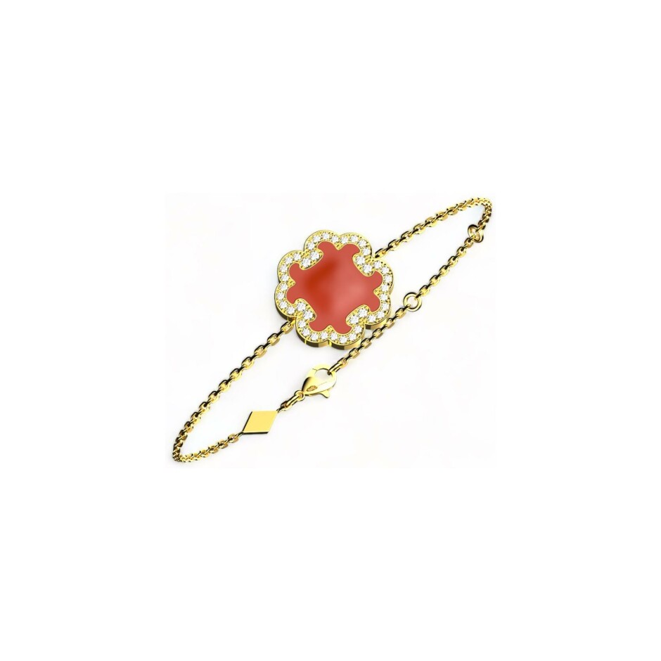 Bracelet A-J Aubert Volutes en or jaune, diamants et agate