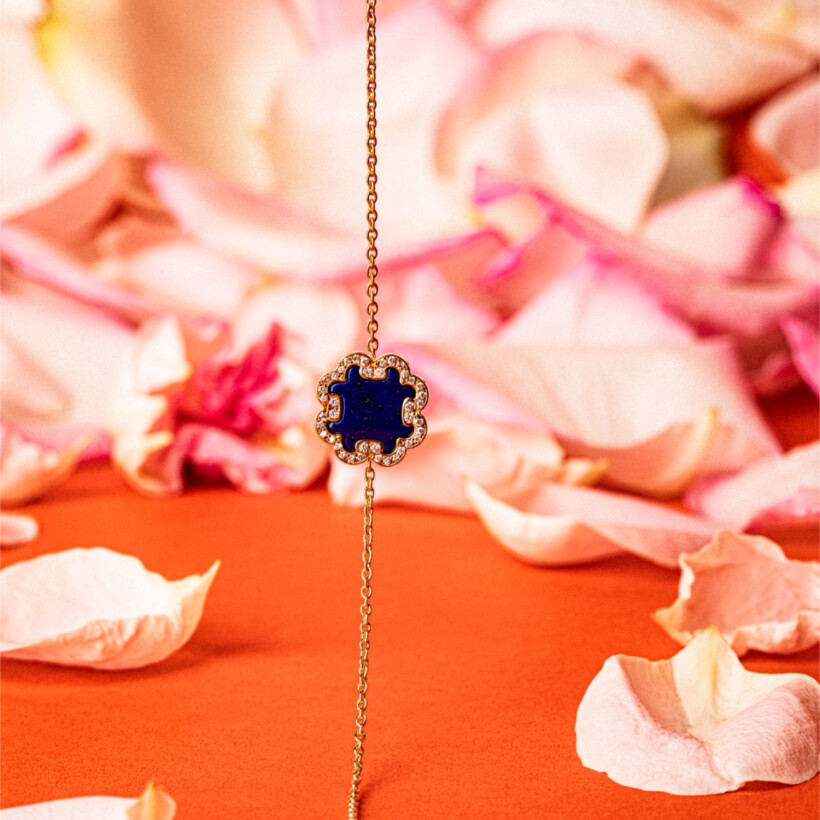 Bracelet A-J Aubert Volutes en or jaune, diamants et lapis lazuli