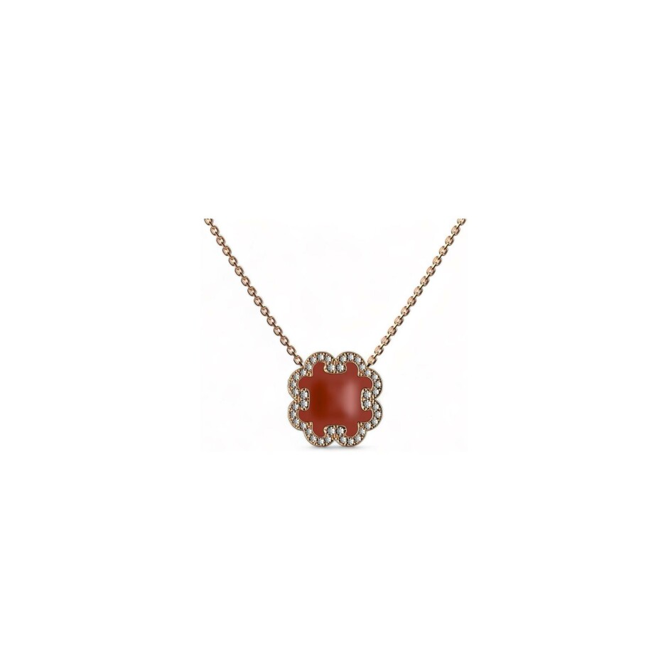 Collier A-J Aubert Volutes en or rose, diamants et agate