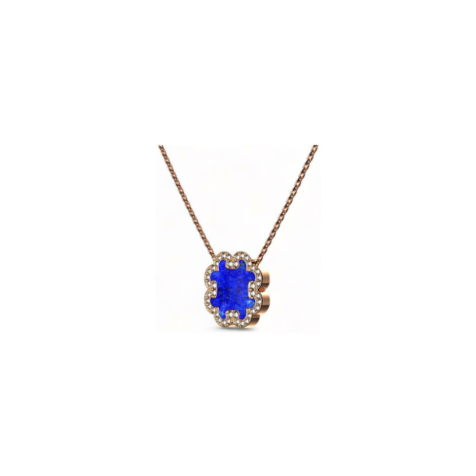 Collier A-J Aubert Volutes en or rose, diamants et lapis lazuli