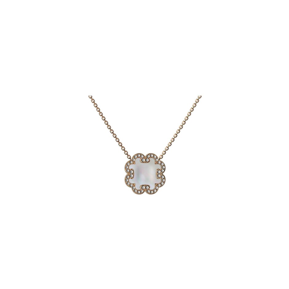 Collier A-J Aubert Volutes en or rose, diamants et nacre