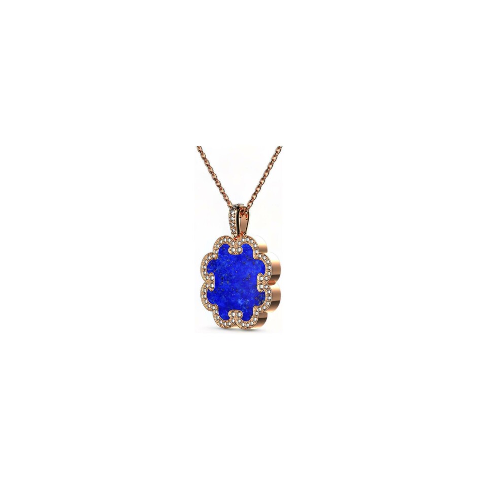 Collier A-J Aubert Volutes en or rose, diamants et lapis lazuli