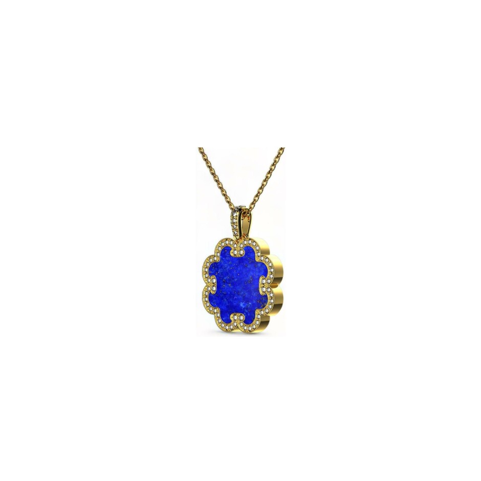 Collier A-J Aubert Volutes en or jaune, diamants et lapis lazuli