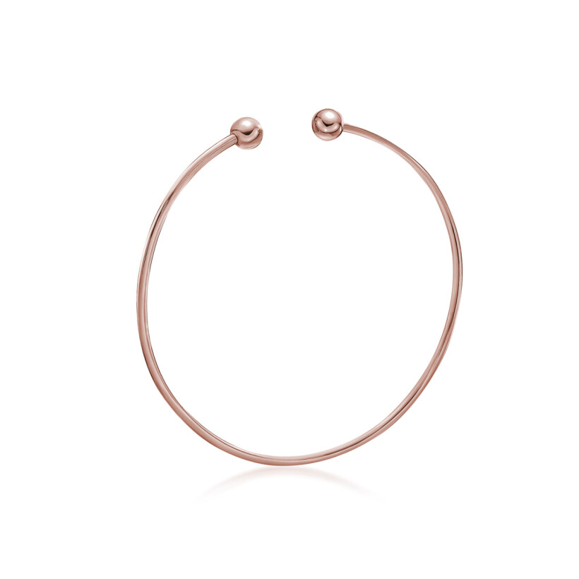 Bracelet Jonc massif, fil rond 1,5 mm, forme ovale 60 mm, Or rose 18k