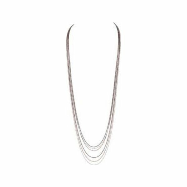 Collier sautoir multi chaînes en argent rhodié plaqué rose