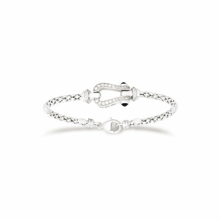 Bracelet jonc motif Etriers en argent et oxydes de zirconium