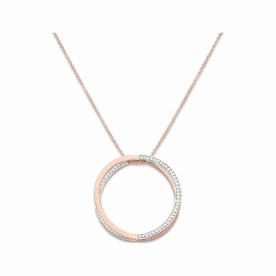 Collier motif double cercle en argent rhodié plaqué rose