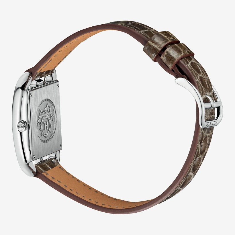 Hermès Cape Cod PM watch, bezel set with diamonds and diamond indexes