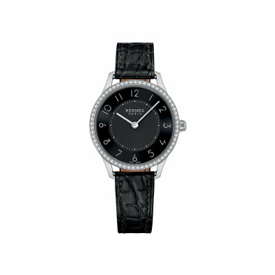 Hermès Slim d'Hermès S diamond bezel watch