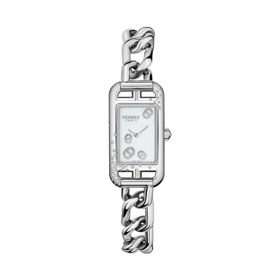 Montre Hermès Nantucket 17x23mm sertie de diamants