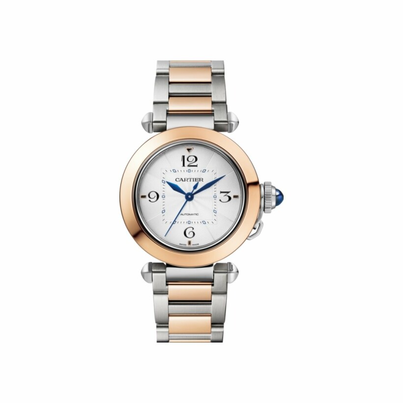 Pasha de Cartier watch, 35 mm, automatic movement, rose gold and steel, interchangeable metal and leather straps