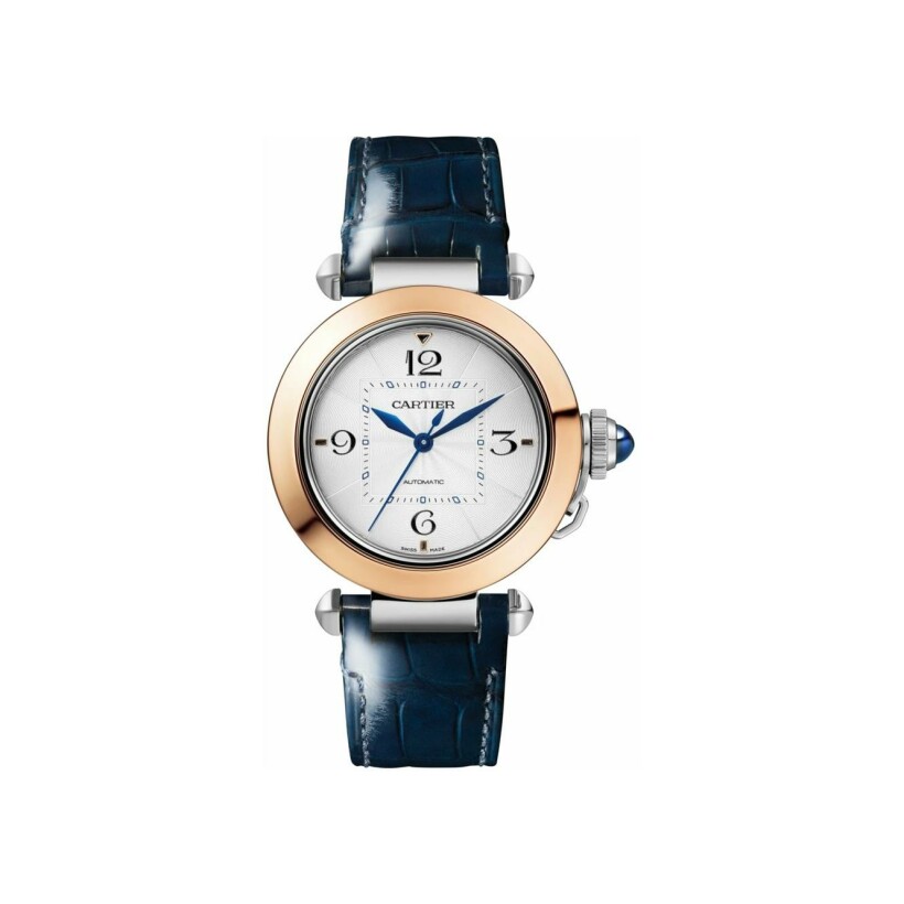 Pasha de Cartier watch, 35 mm, automatic movement, rose gold and steel, interchangeable metal and leather straps