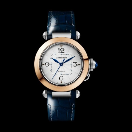 Pasha de Cartier watch, 35 mm, automatic movement, rose gold and steel, interchangeable metal and leather straps