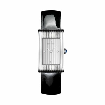 Boucheron Reflet Montre en acier, cadran godrons avec 4 index diamants