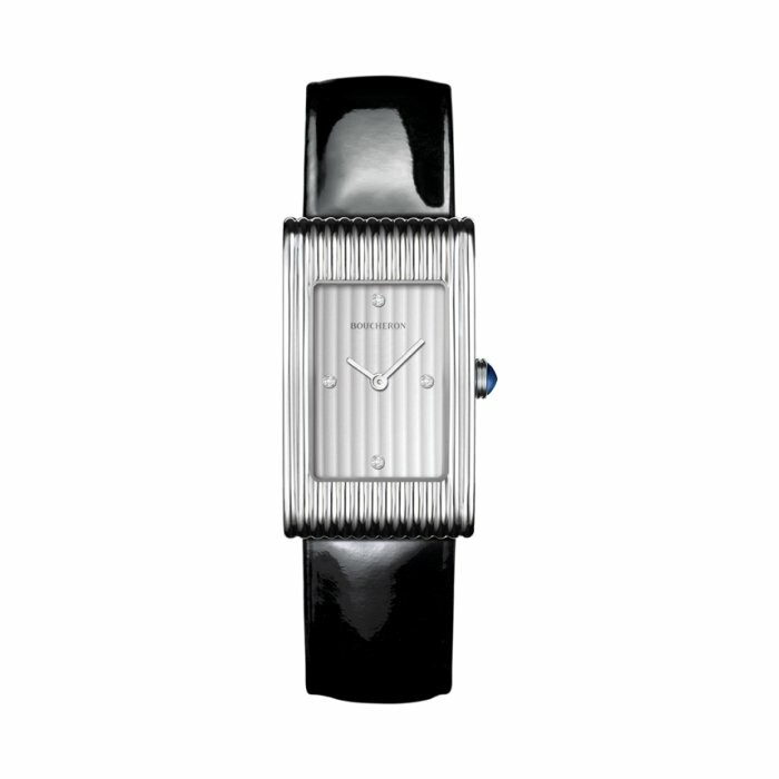 Boucheron Reflet Steel Case, gadroon dial, 4 diamond indexes watch