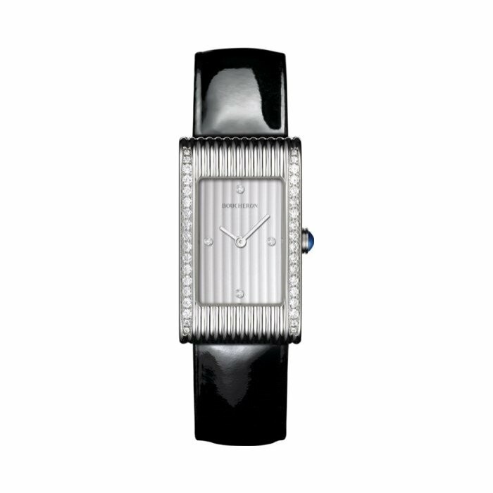 Boucheron Reflet diamond-set Steel Case, gadroon dial, 4 diamond indexes watch