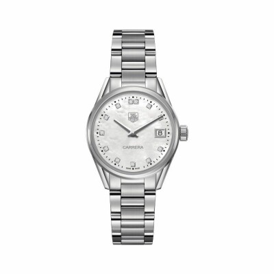 Montre TAG Heuer Carrera Quartz Nacre Diamants 32mm WAR1314.BA0778