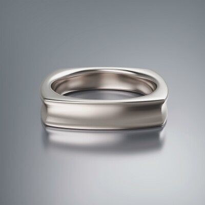 Platinum 5mm Cushion Shank Concave Ring